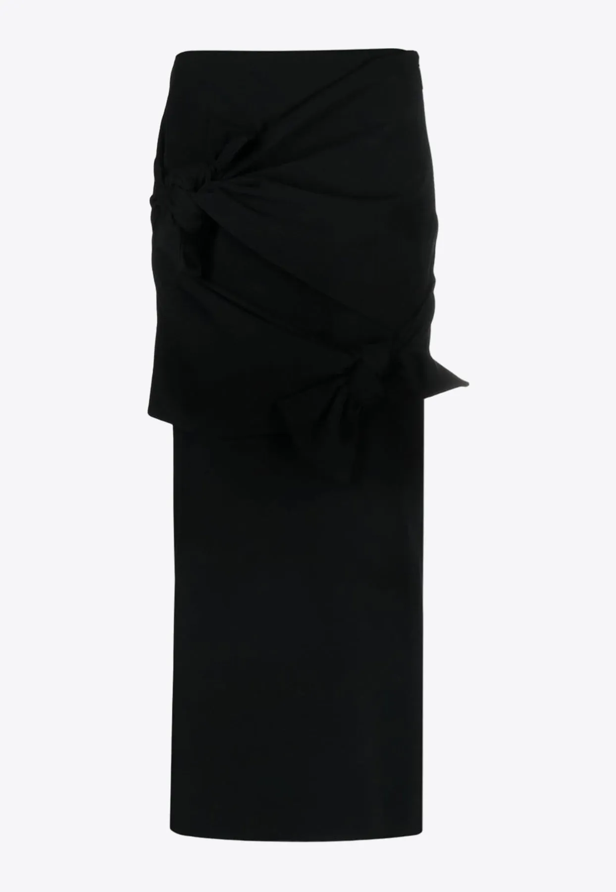Knotted Crepe Midi Skirt