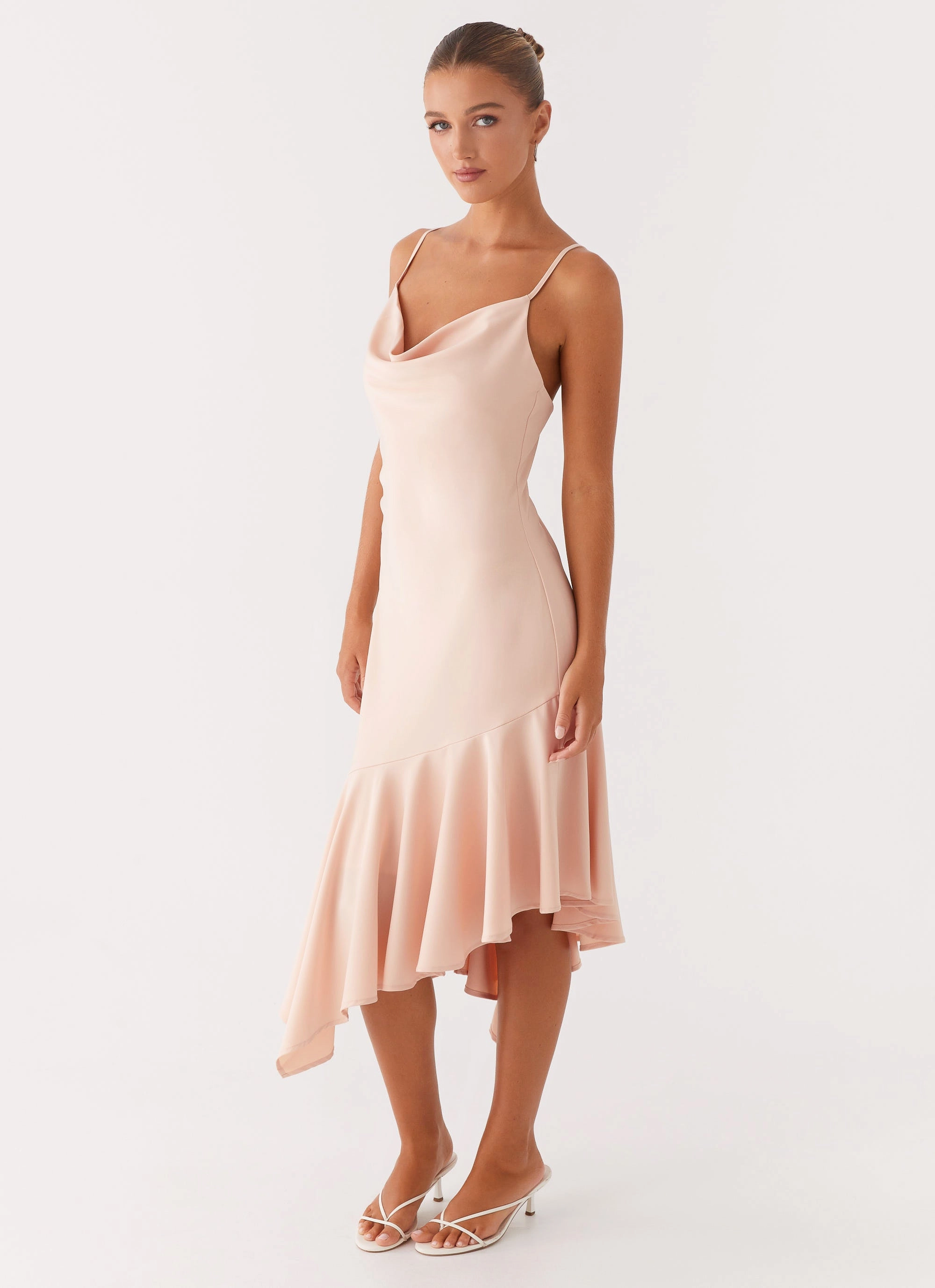 Flattering Shape Design Easy Draping Korby Midi Dress - Pink