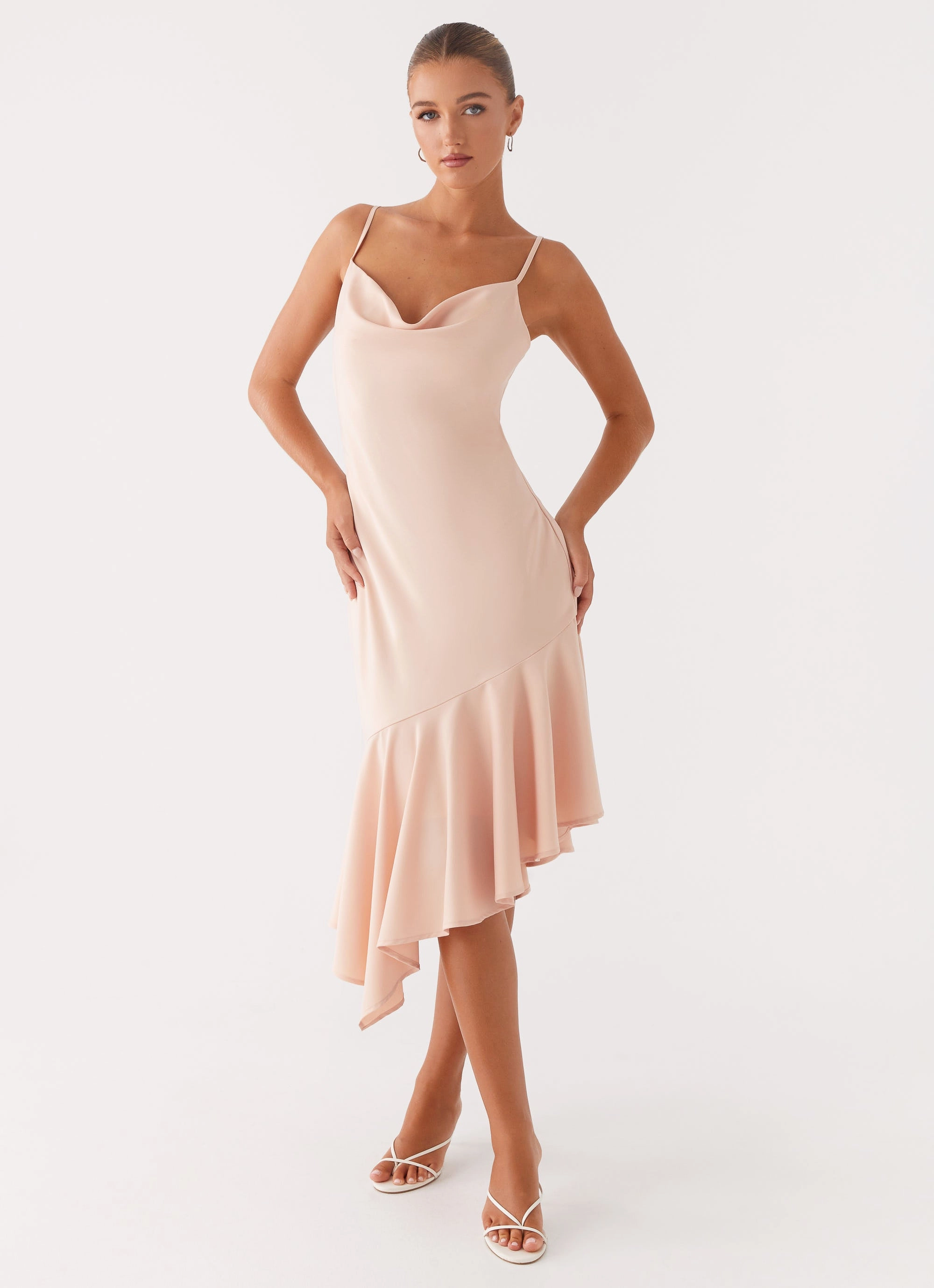 Korby Midi Dress - Pink Relaxed-fit Airy Drape