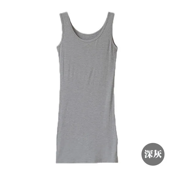 Korean Women Modal Sleeveless Singlet Slim-Look Mid-Length A-Line Hip Flattering Dress