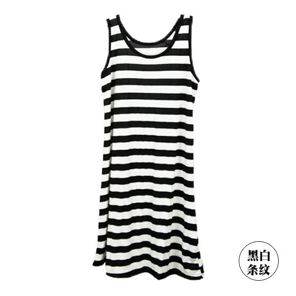 Korean Women Modal Sleeveless Singlet Slim-Look Mid-Length A-Line Hip Flattering Dress