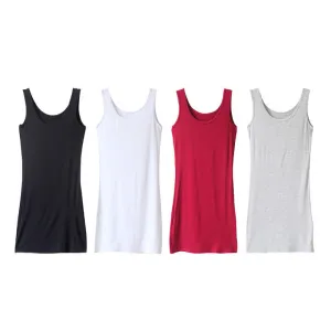 Korean Women Modal Sleeveless Singlet Slim-Look Mid-Length A-Line Hip Flattering Dress