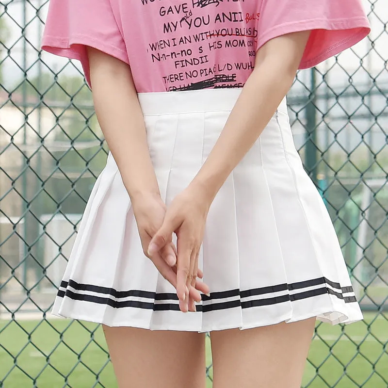 Korean Women Pleated College High Waist Anti-Exposed A-Line Skirt