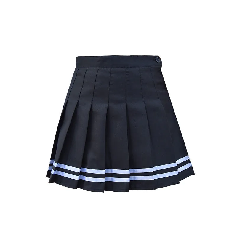 Korean Women Pleated College High Waist Anti-Exposed A-Line Skirt