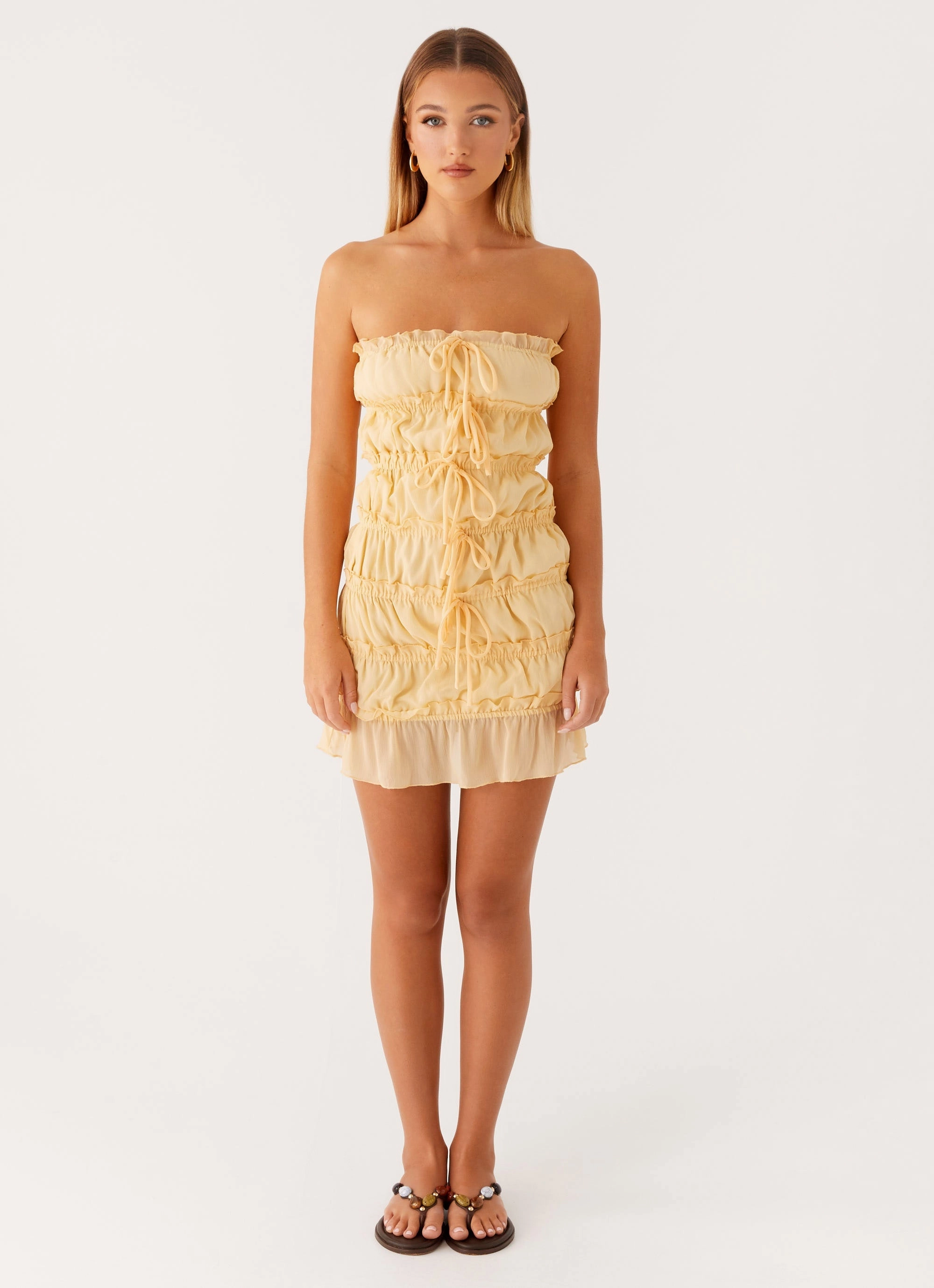 Kylan Mini Dress - Apricot Polished Finish Chic Statement