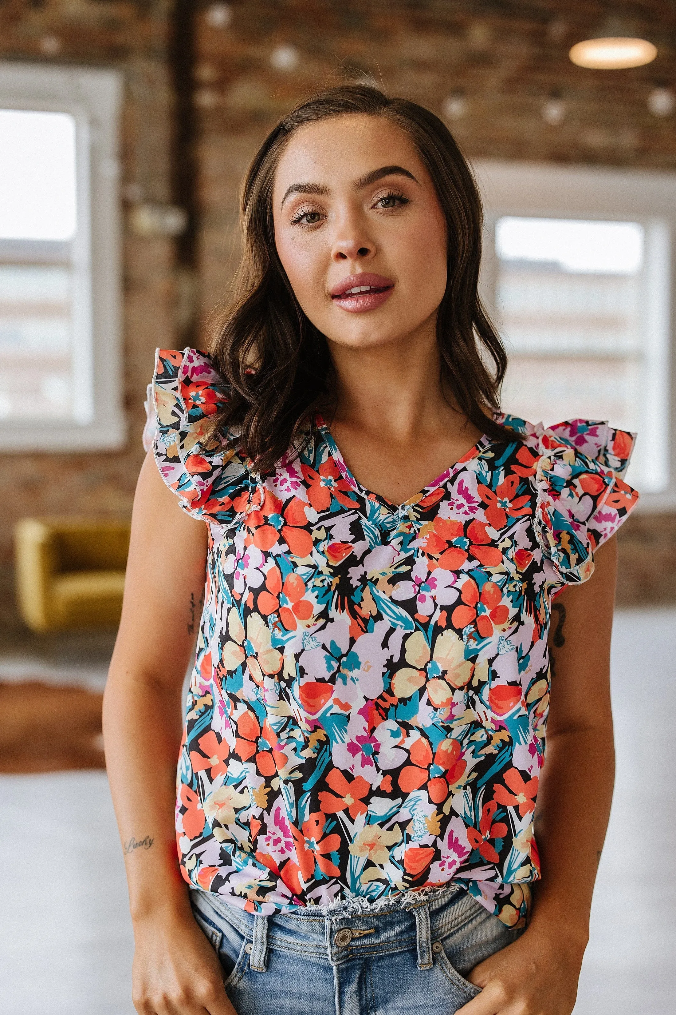 Kyron Floral Print Ruffle Blouse | DROPSHIP