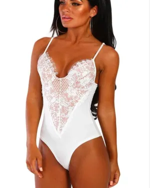 Lace Backless Slim Bodysuit