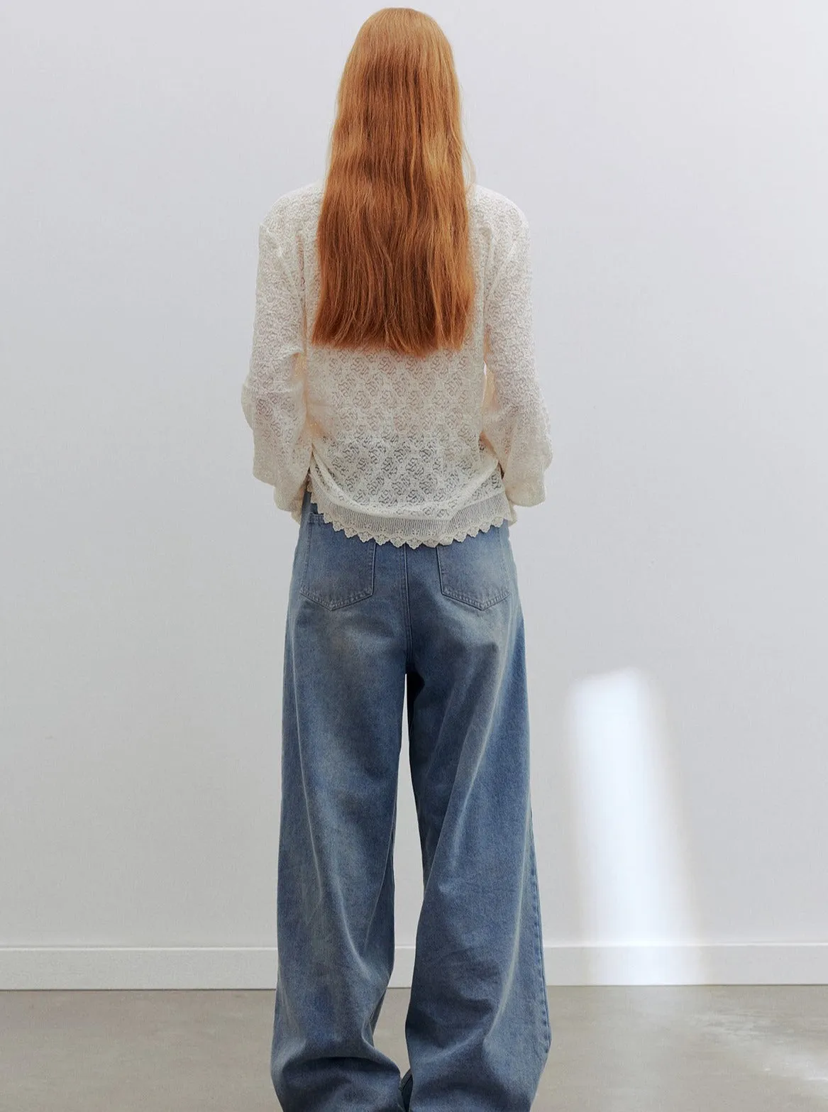 lace dropped-shoulder tops