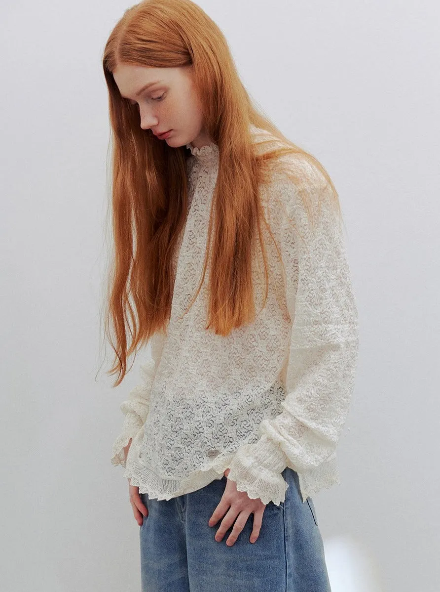 lace dropped-shoulder tops