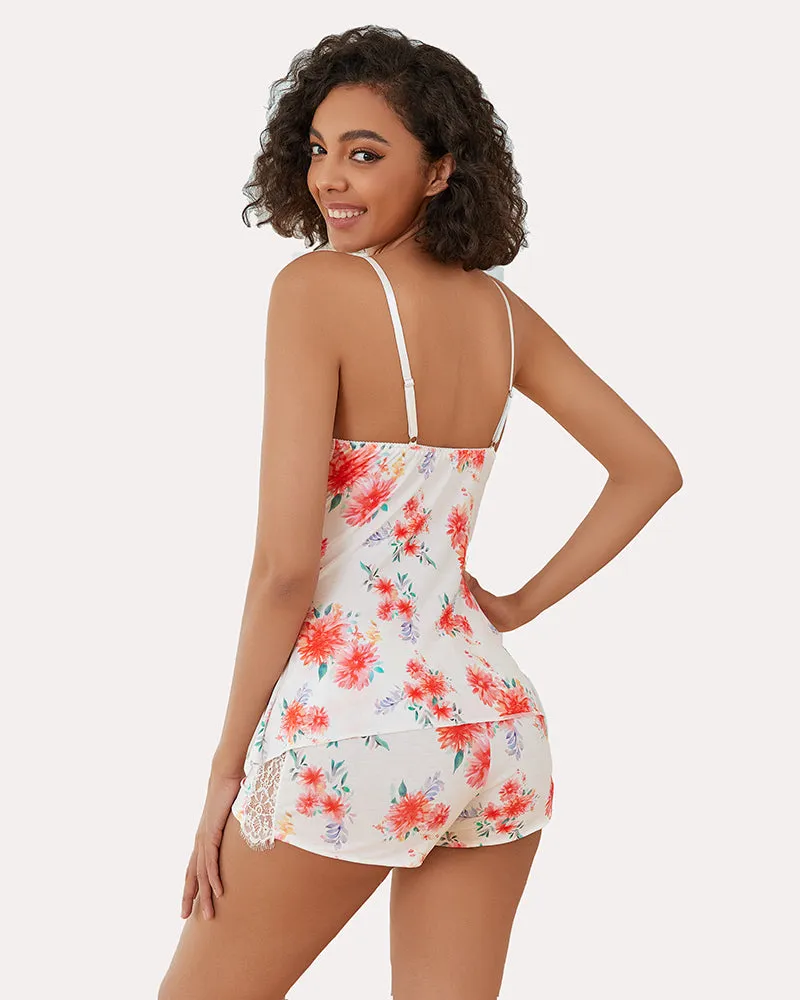 Lace Floral Cami PJS Set Pajama Set