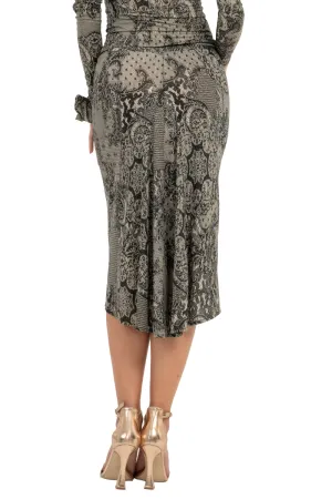 Lace Print Tango Skirt With Back Slit