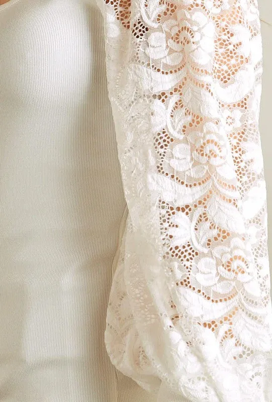 Lace Puff Long Sleeve Top