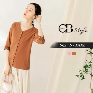 LACE SLEEVE CHIFFON TOPS