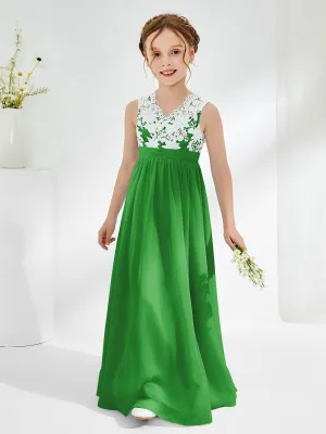 Lace Top Junior Bridesmaid Dresses Green