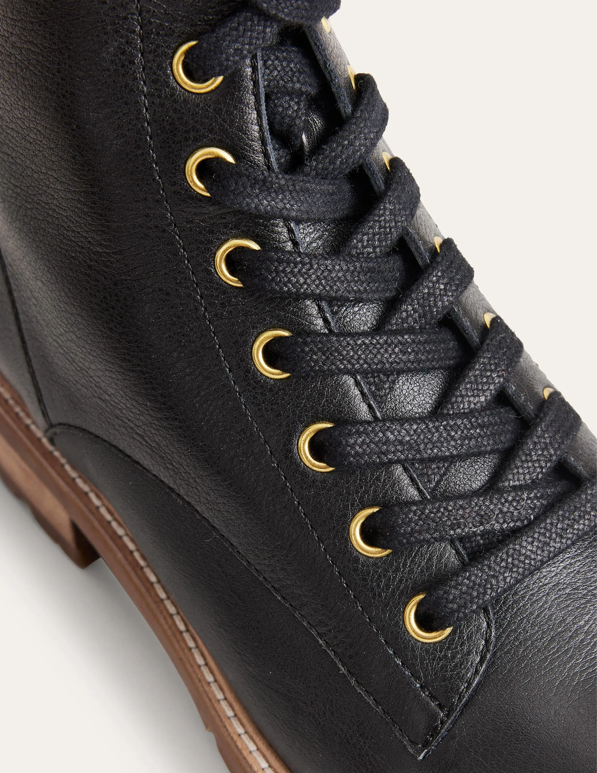Lace-up Leather Boots-Black Calf Leather