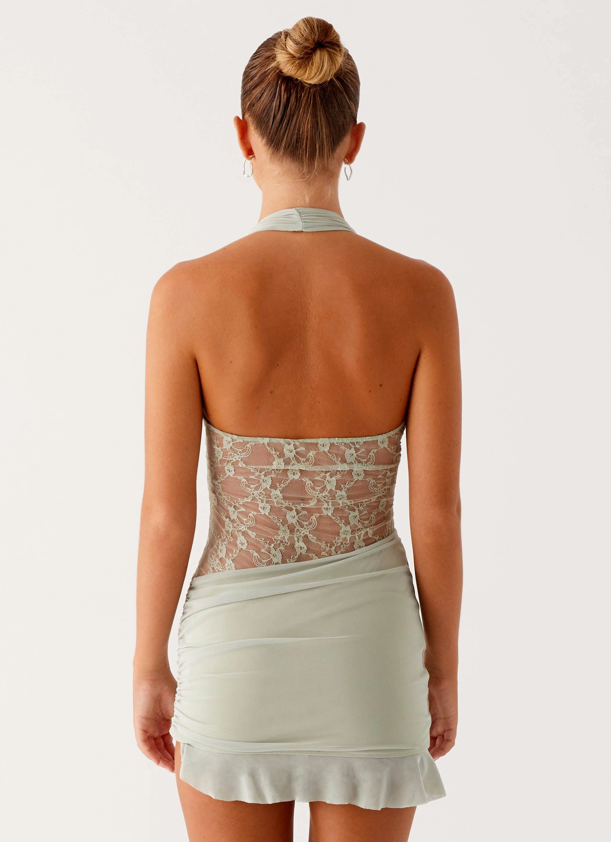 All Gender Tate Mesh Mini Dress - Sage