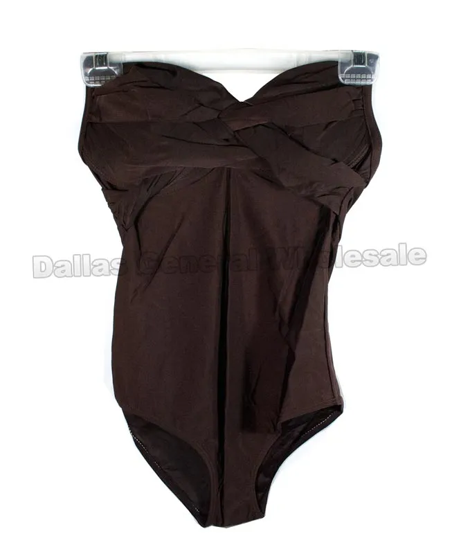 Ladies Solid Color 1 PC Swimsuits Wholesale