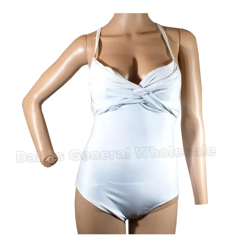Ladies Solid Color 1 PC Swimsuits Wholesale