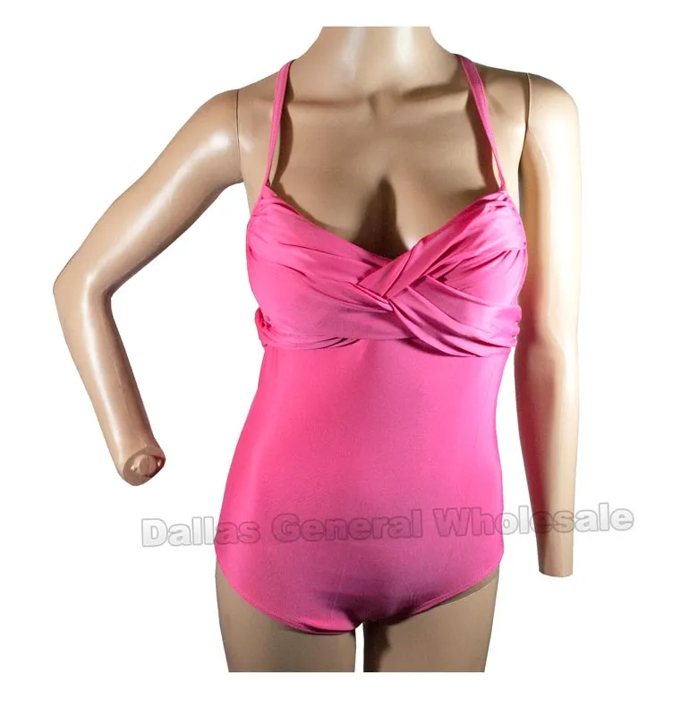 Ladies Solid Color 1 PC Swimsuits Wholesale