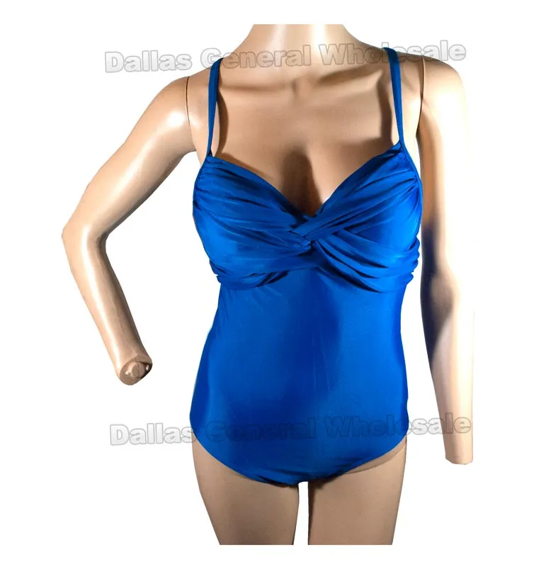 Ladies Solid Color 1 PC Swimsuits Wholesale