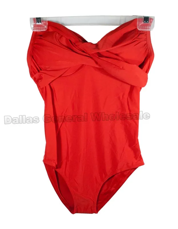 Ladies Solid Color 1 PC Swimsuits Wholesale