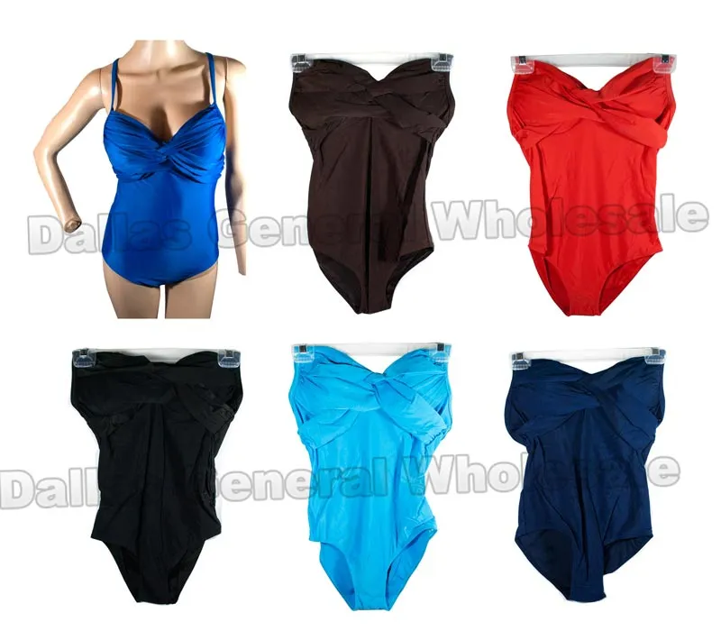Ladies Solid Color 1 PC Swimsuits Wholesale