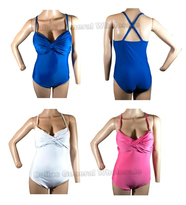 Ladies Solid Color 1 PC Swimsuits Wholesale