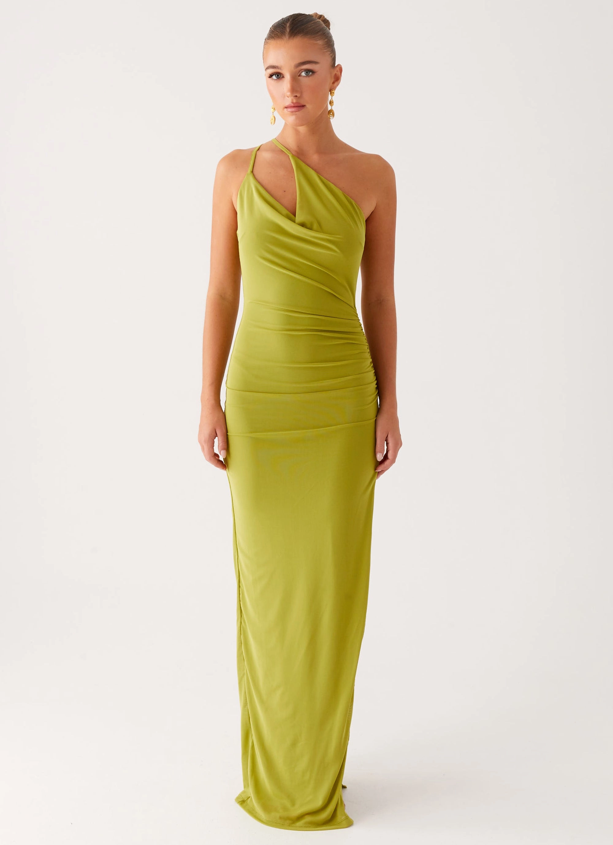 Pleated-Texture Lamara Maxi Dress - Green