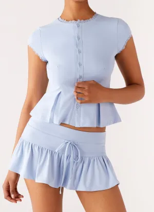 Landon Mini Skort - Blue Moisture control Landon Mini Skort - Blue Double Needle Stitching