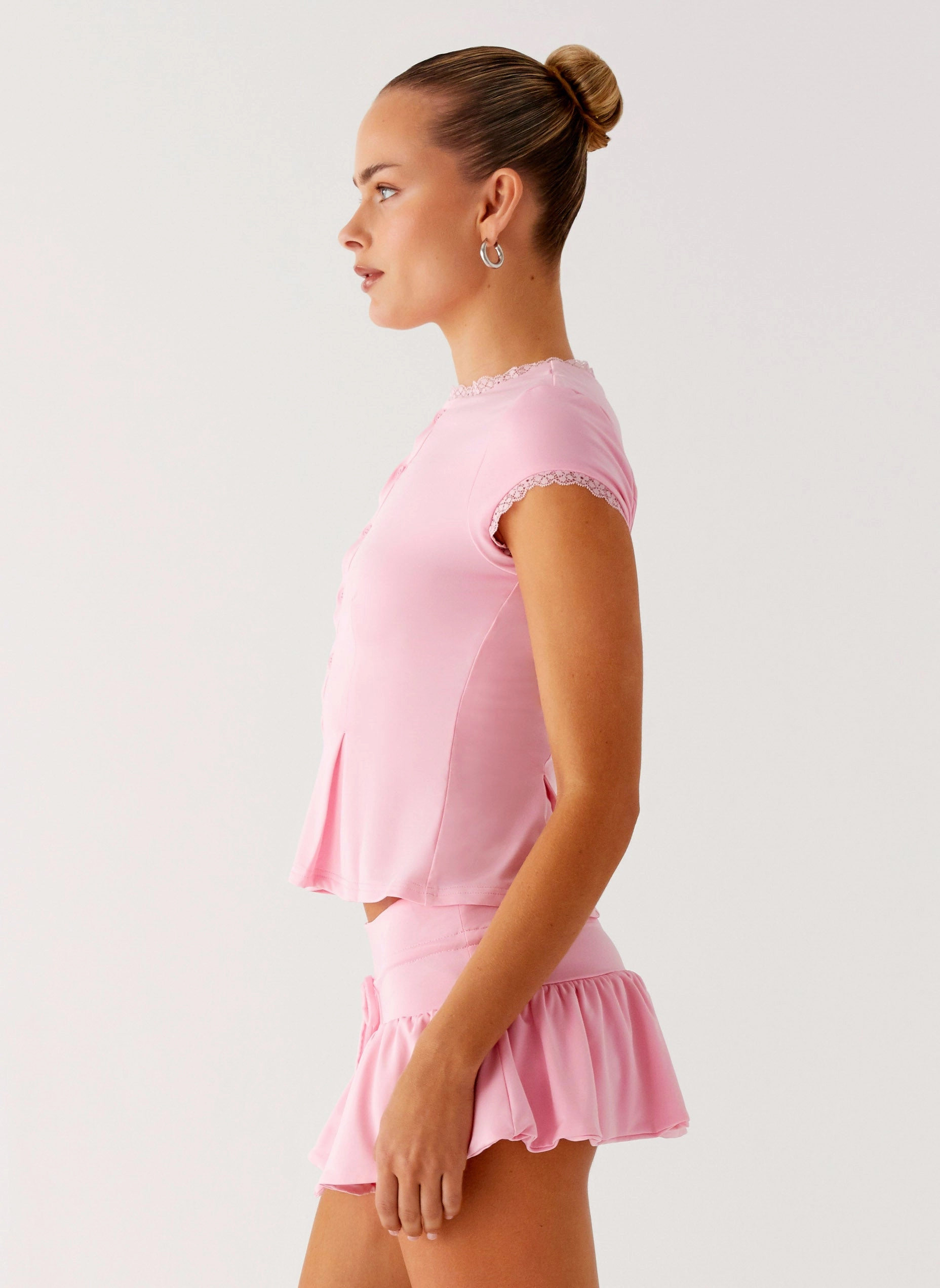 DoubleLayered Landon Button Up Top - Pink