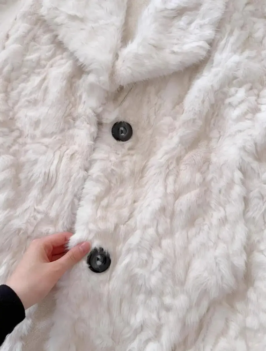 Large Lapel Shaggy Faux Fur Long Jacket
