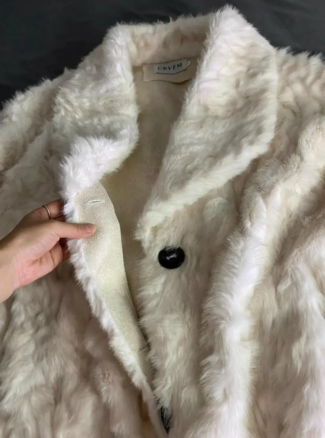 Large Lapel Shaggy Faux Fur Long Jacket