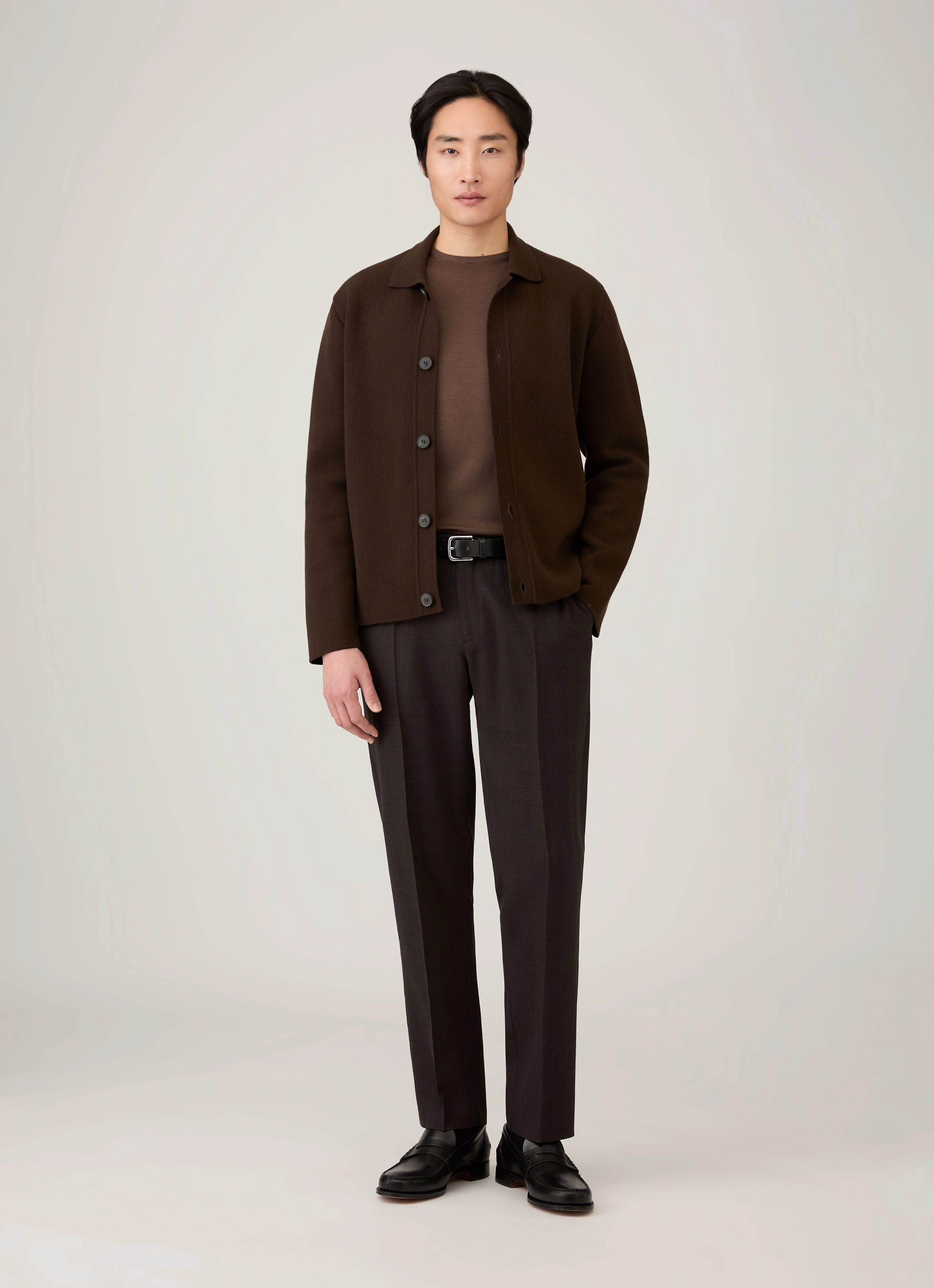 Ergonomic Seams Men's Double Faced Jacket in Truffle