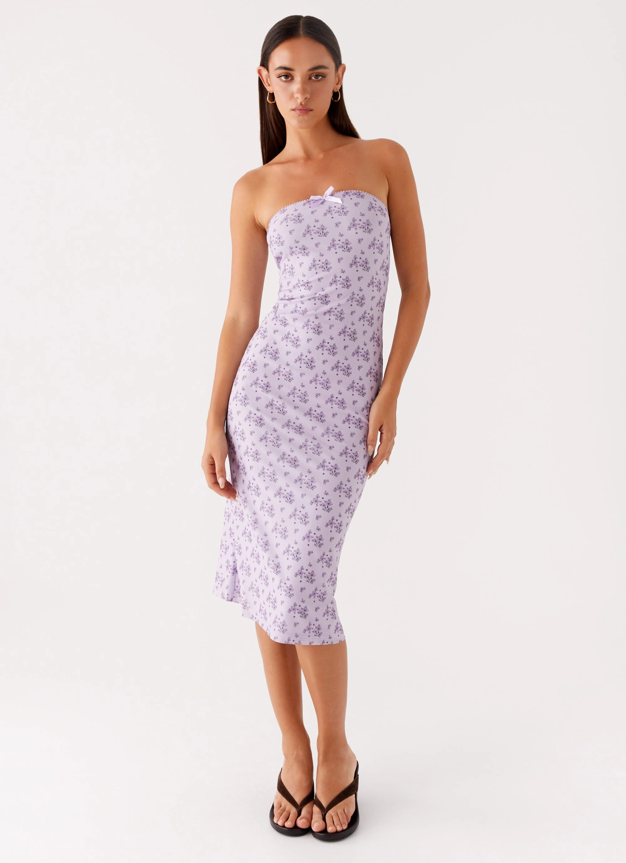 Keila Strapless Midi Dress - Lavender Meadow Spring Vibe