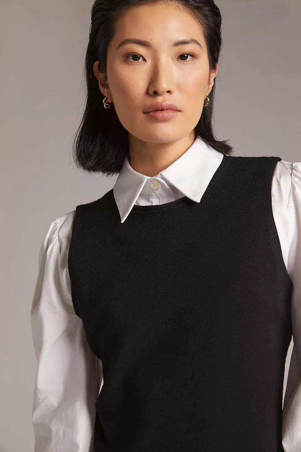 Layered Mini Dress - Black and White Light Flow