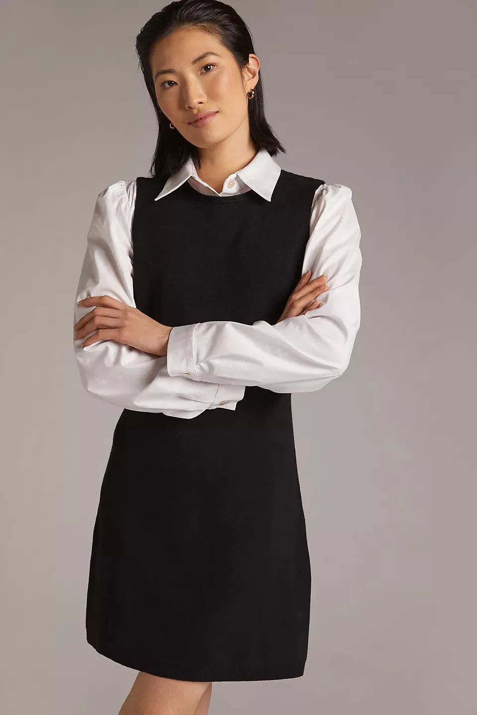 Tailored Mood Picture Perfect Layered Mini Dress - Black and White