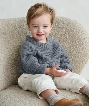 Layered Panel Construction Kids' Fisherman Sweater OrganicCotton Chic Look Kids' Fisherman Sweater