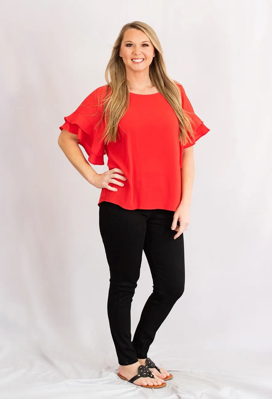 Layered Ruffle Sleeve Blouse by Umgee Clothing