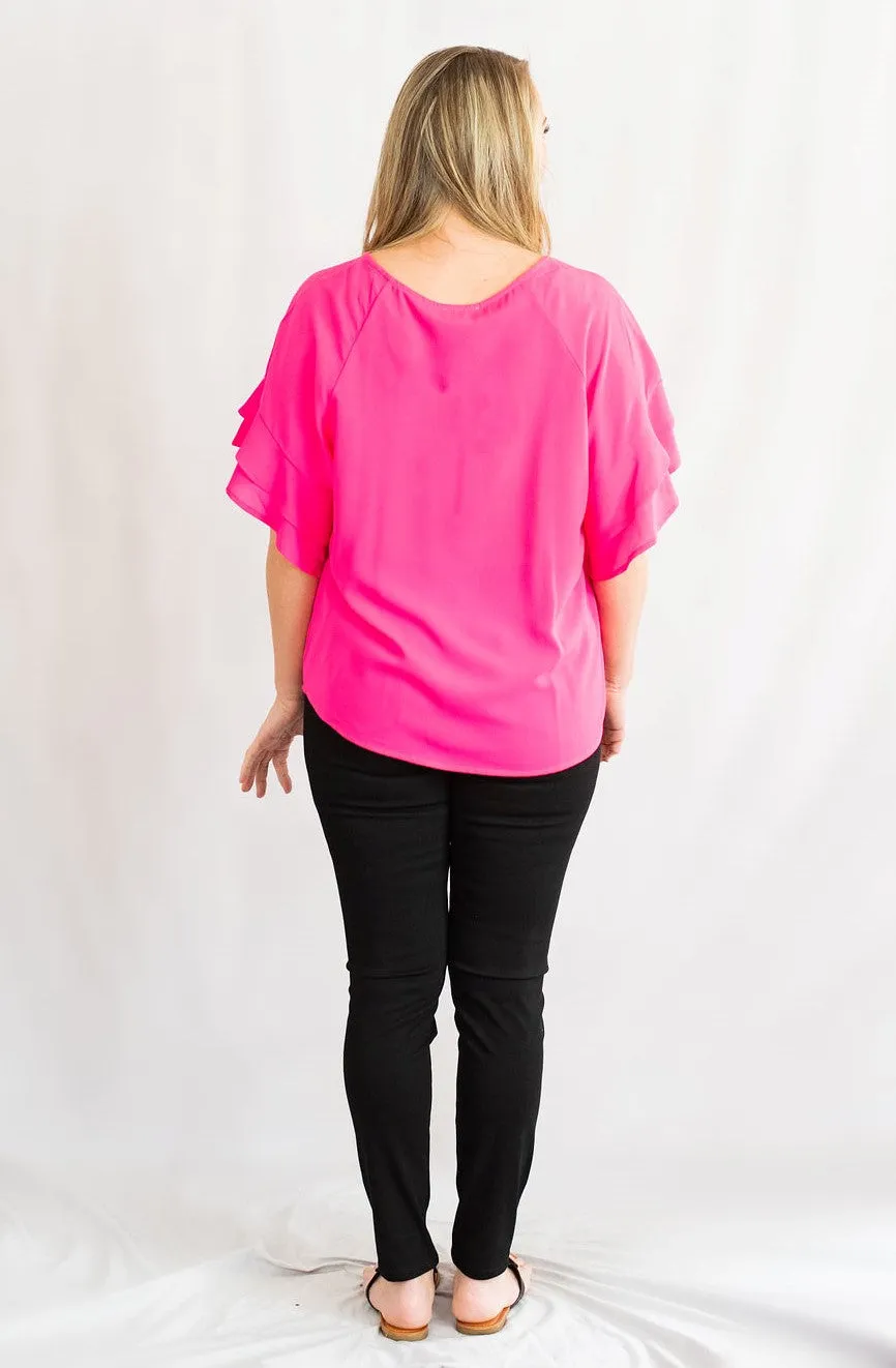 Layered Ruffle Sleeve Blouse by Umgee Clothing