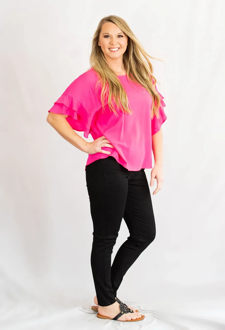 Layered Ruffle Sleeve Blouse by Umgee Clothing