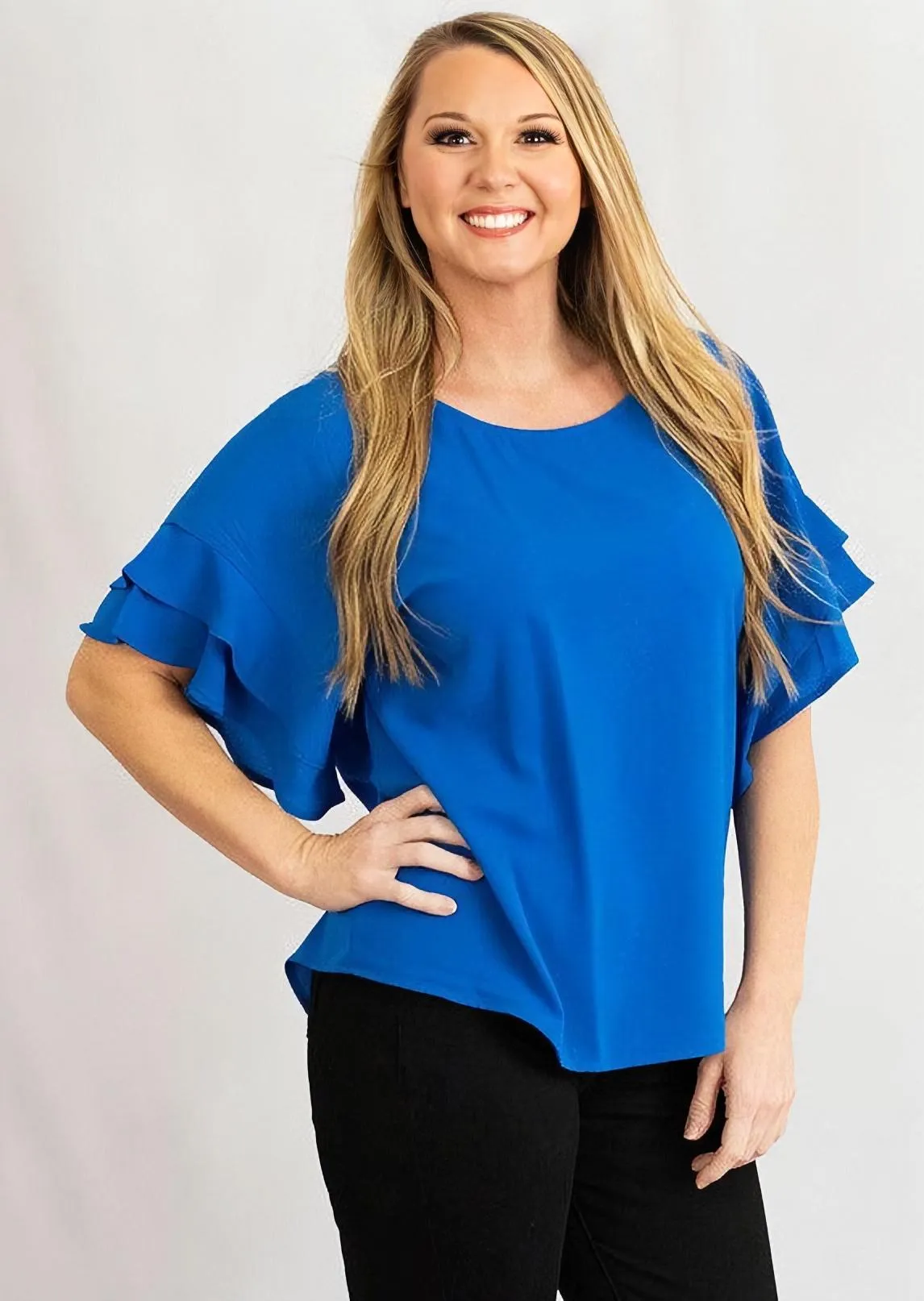 Layered Ruffle Sleeve Blouse by Umgee Clothing