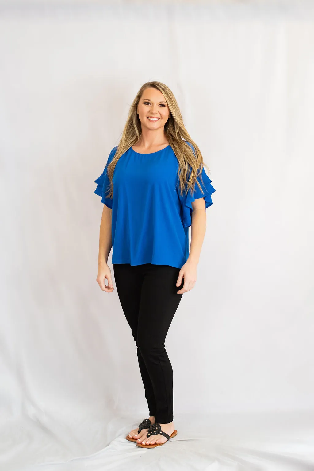 Layered Ruffle Sleeve Blouse by Umgee Clothing