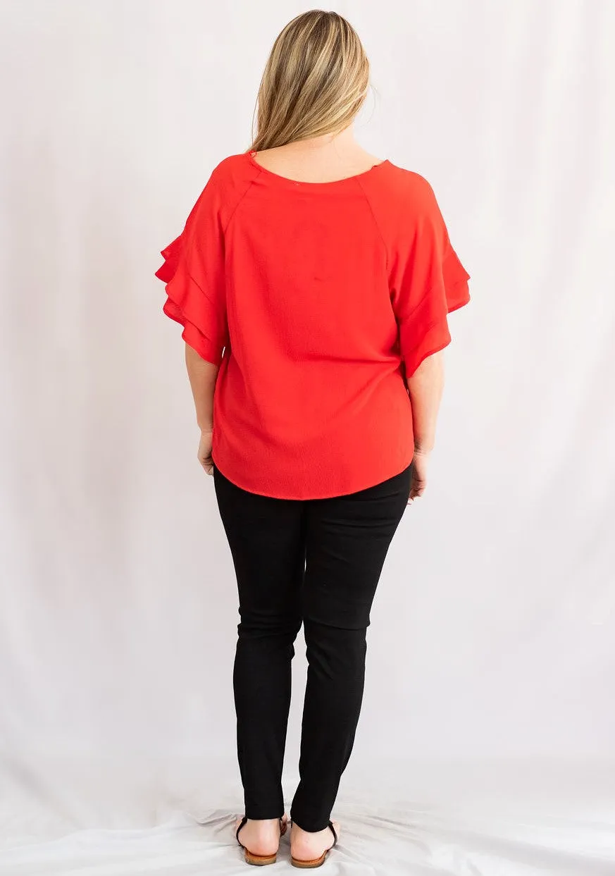 Layered Ruffle Sleeve Blouse by Umgee Clothing