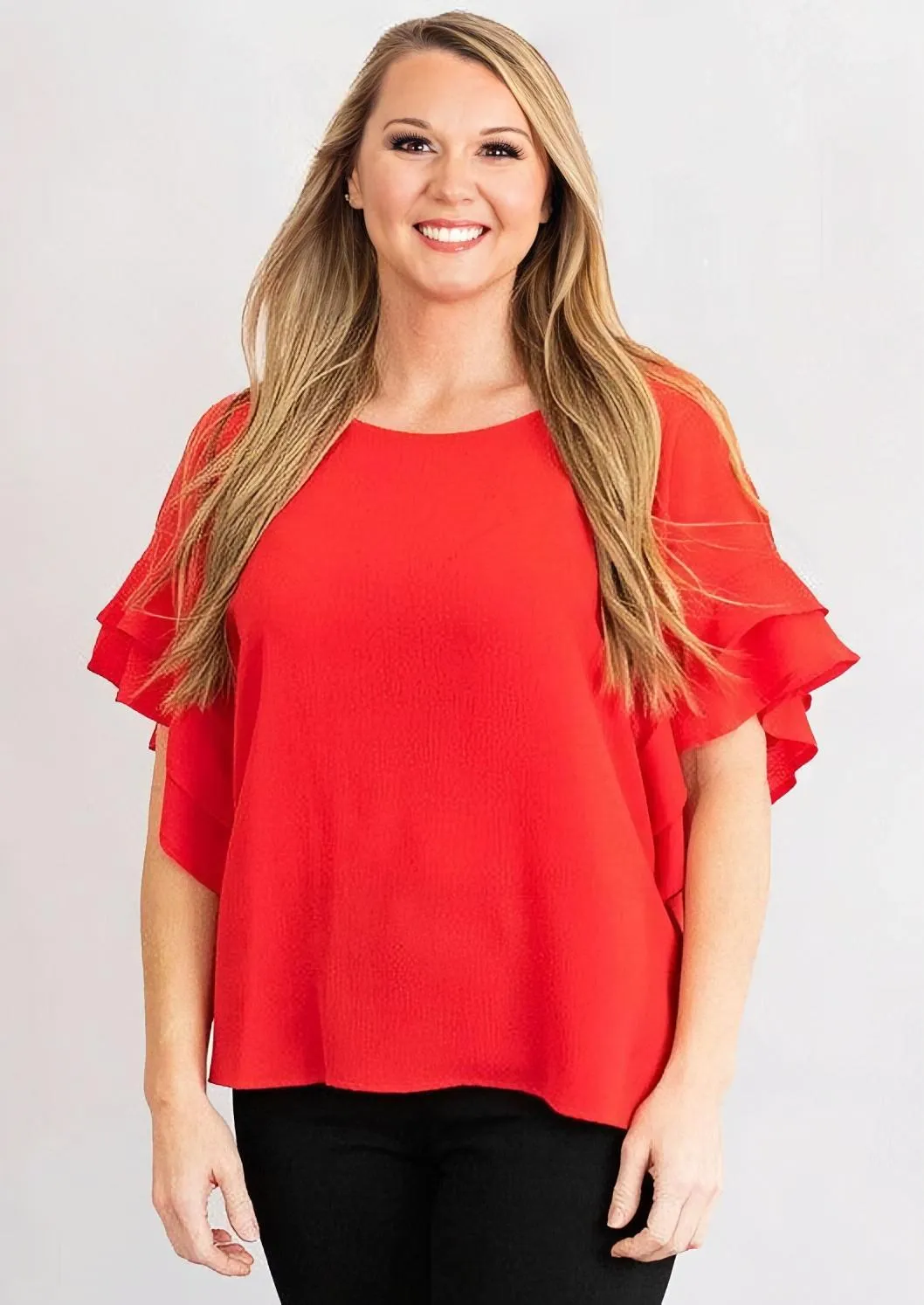 Layered Ruffle Sleeve Blouse by Umgee Clothing