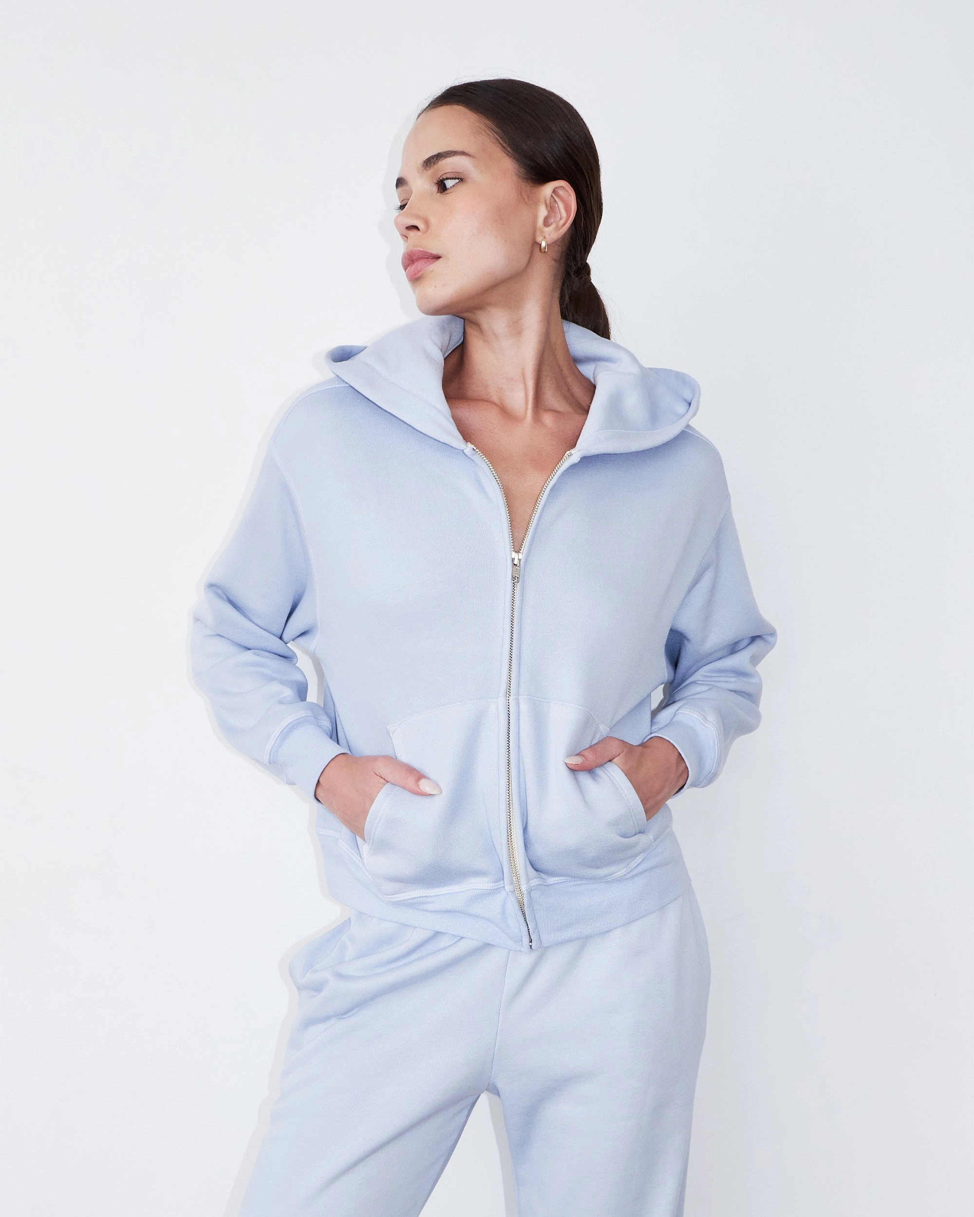 Teddy Fleece Relaxed Zip Up Hoody AbrasionResistant Surface Comfortable Design