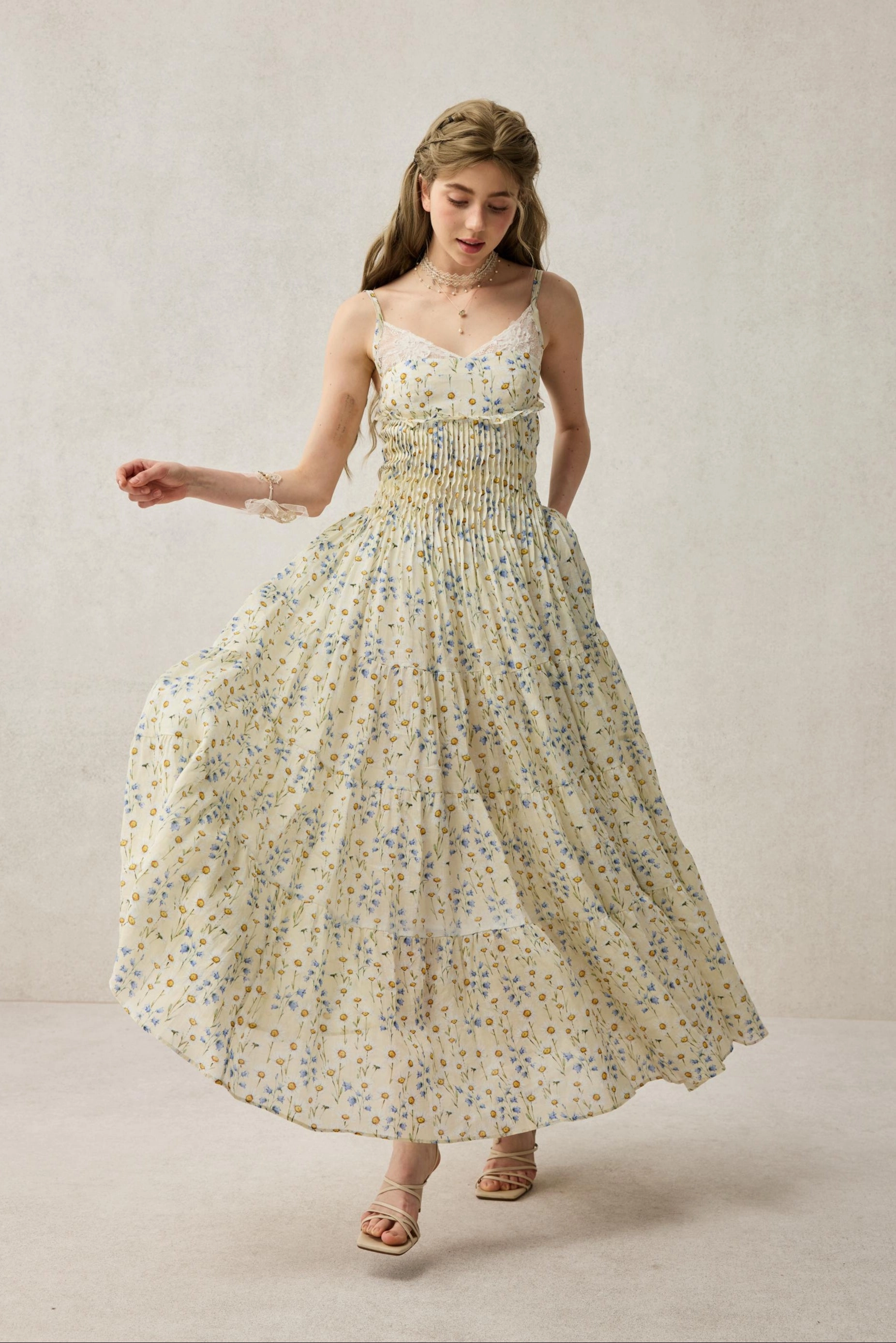 Daisy Veil 30 | Accordion Pleated Linen dress Belted Waist