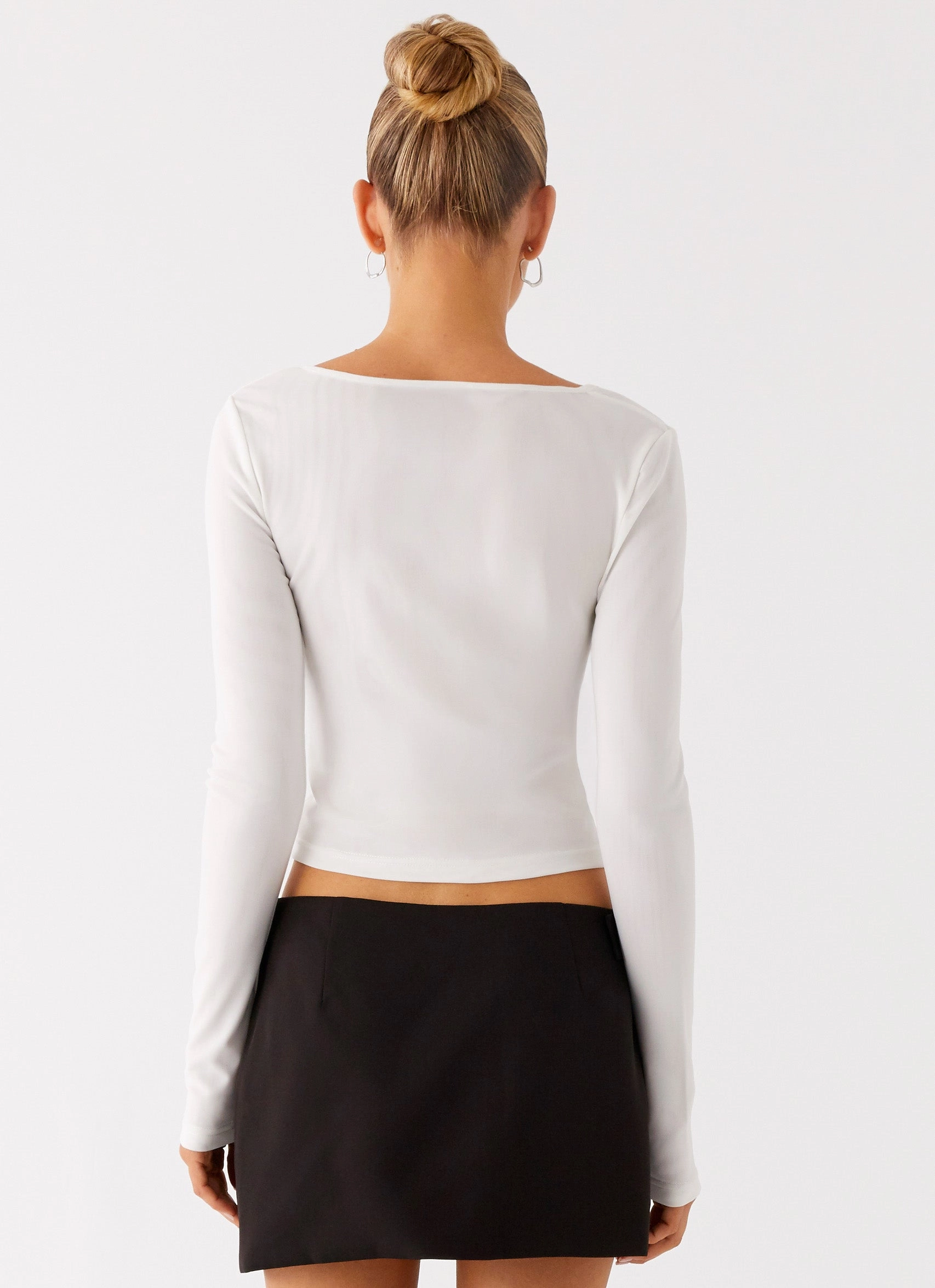 Fifth Ave Mesh Long Sleeve Top - Off White HiddenZipper