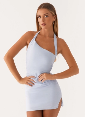 Layered Wear Annalissa Linen Mini Dress - Blue City-Style Scandi Clean Annalissa Linen Mini Dress - Blue