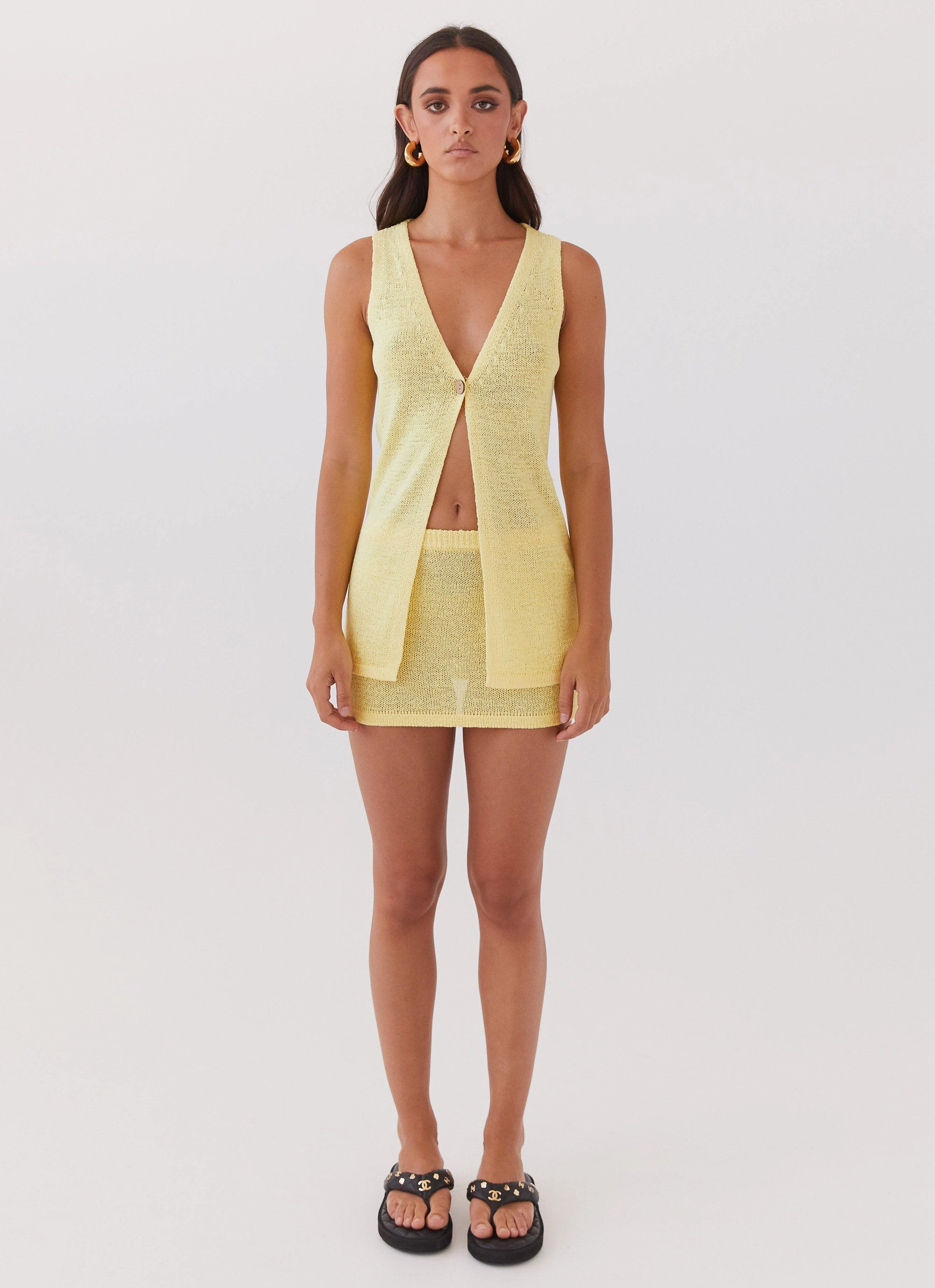 Capri Glow Knit Mini Skirt - Canary Seamless Wear Modern Utility