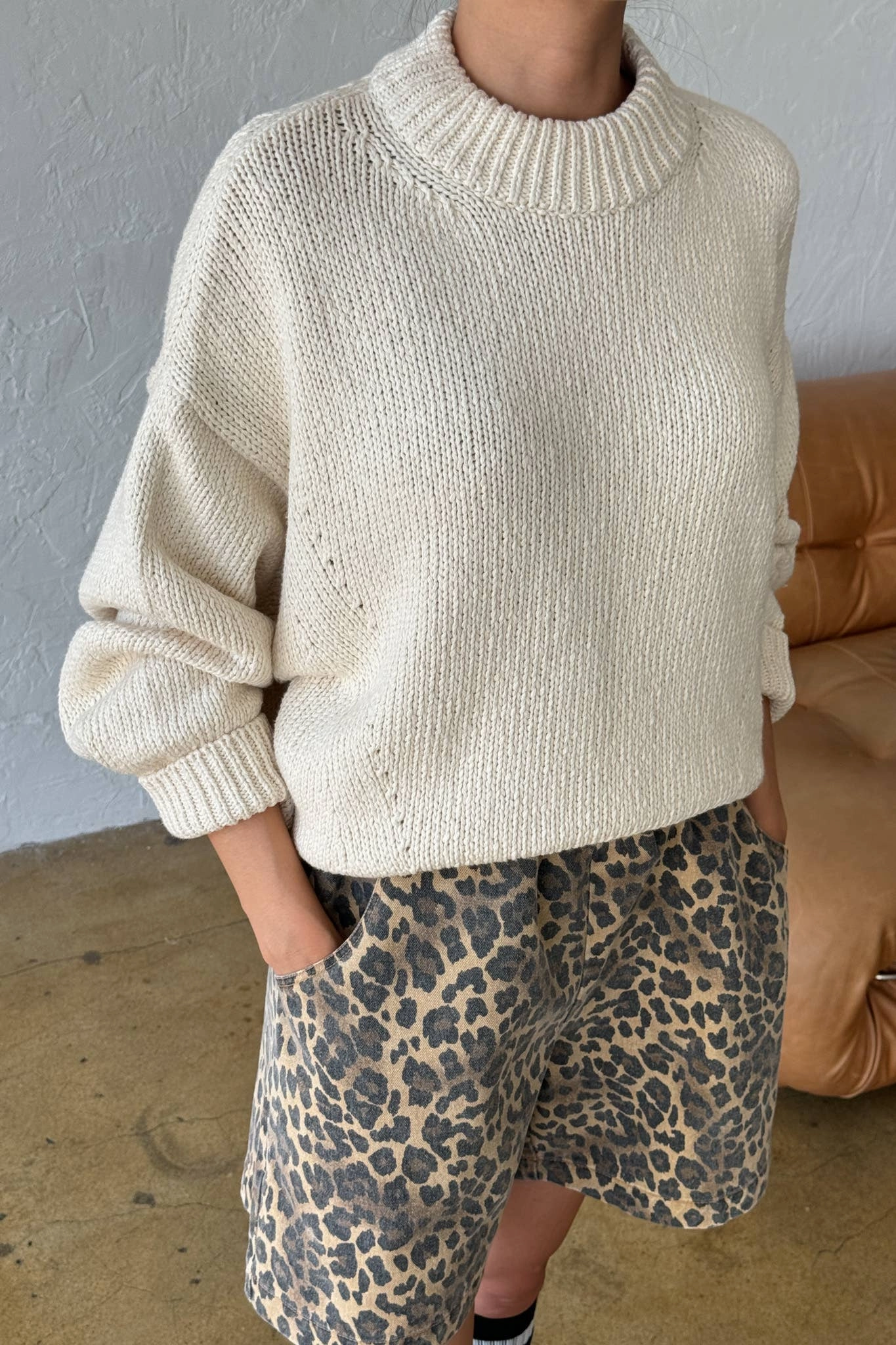 Soft Interior Le Bon Shoppe Zoe Cotton Sweater -Naturel